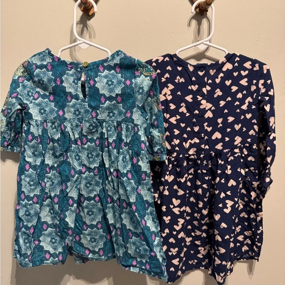 OshKosh B’gosh Girls Dress Bundle 2 Long Sleeve Dresses 3T Floral Hearts
